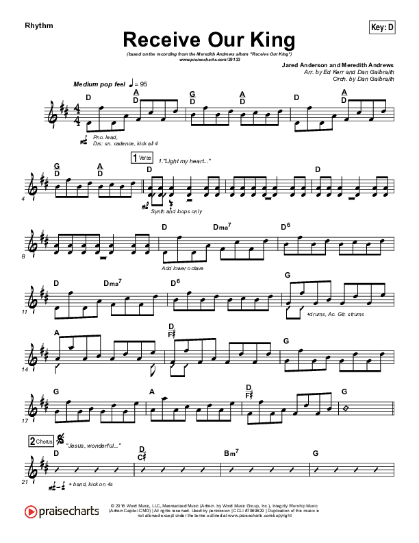 Receive Our King Rhythm Chart (Meredith Andrews / Michael Weaver)