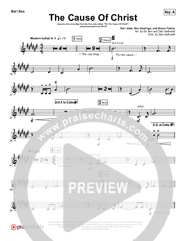 The Cause Of Christ Bari Sax (Kari Jobe)