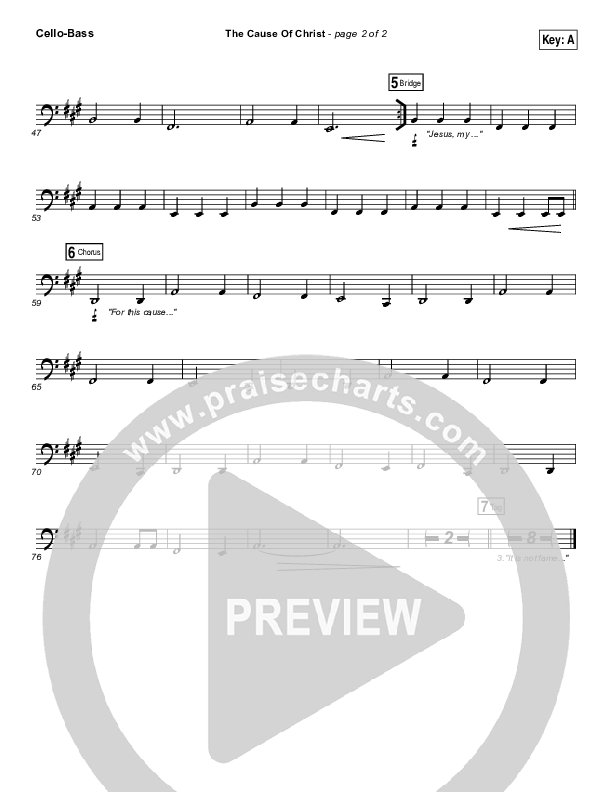 The Cause Of Christ Cello/Bass (Kari Jobe)