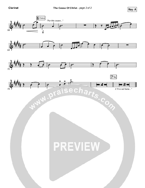 The Cause Of Christ Clarinet (Kari Jobe)