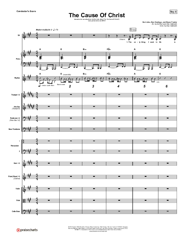 The Cause Of Christ Conductor's Score (Kari Jobe)