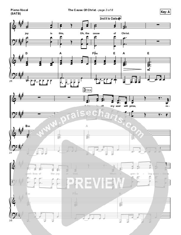 The Cause Of Christ Piano/Vocal (SATB) (Kari Jobe)