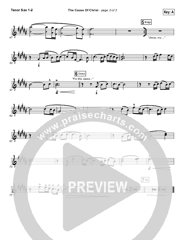 The Cause Of Christ Tenor Sax 1/2 (Kari Jobe)
