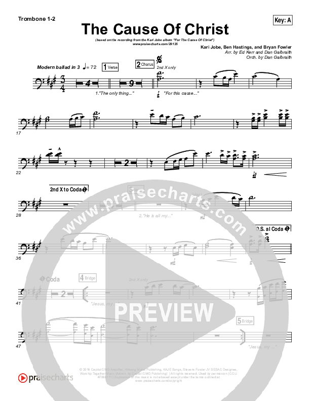 The Cause Of Christ Trombone 1/2 (Kari Jobe)