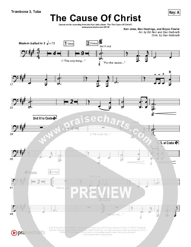 The Cause Of Christ Trombone 3/Tuba (Kari Jobe)