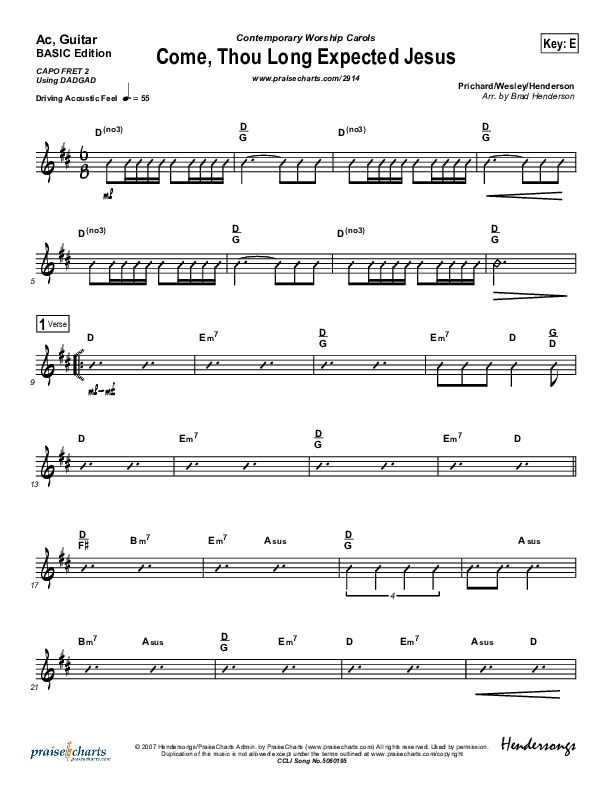 Come Thou Long Expected Jesus Acoustic Guitar (Dennis Jernigan)