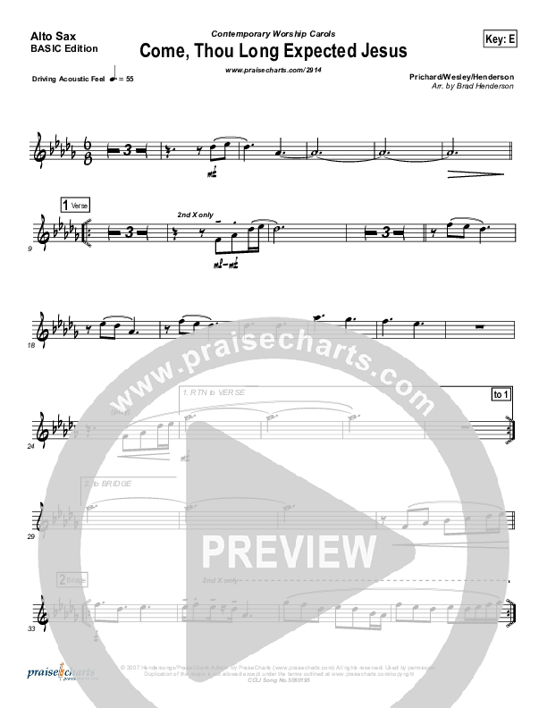 Come Thou Long Expected Jesus Alto Sax (Dennis Jernigan)