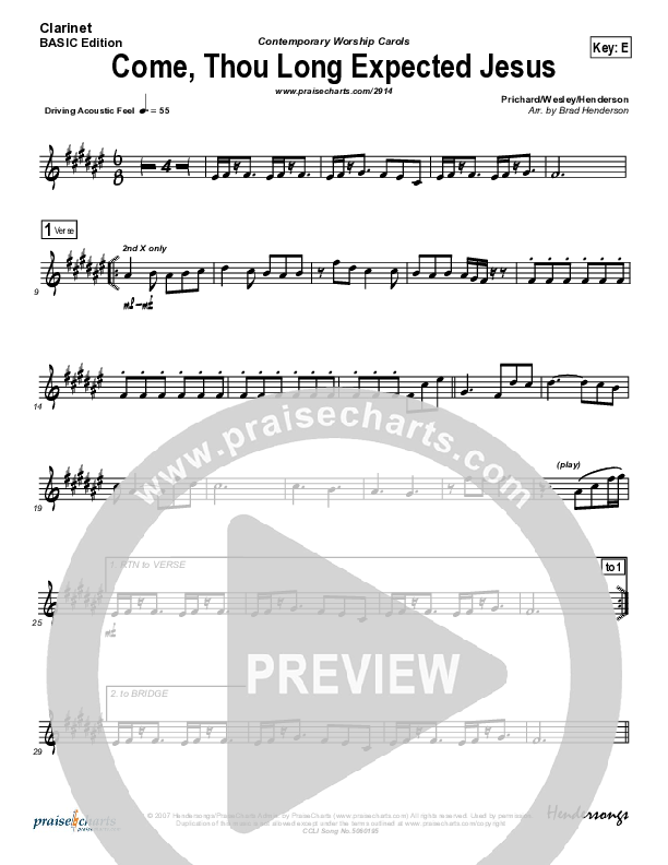 Come Thou Long Expected Jesus Clarinet (Dennis Jernigan)