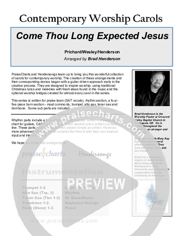 Come Thou Long Expected Jesus Cover Sheet (Dennis Jernigan)