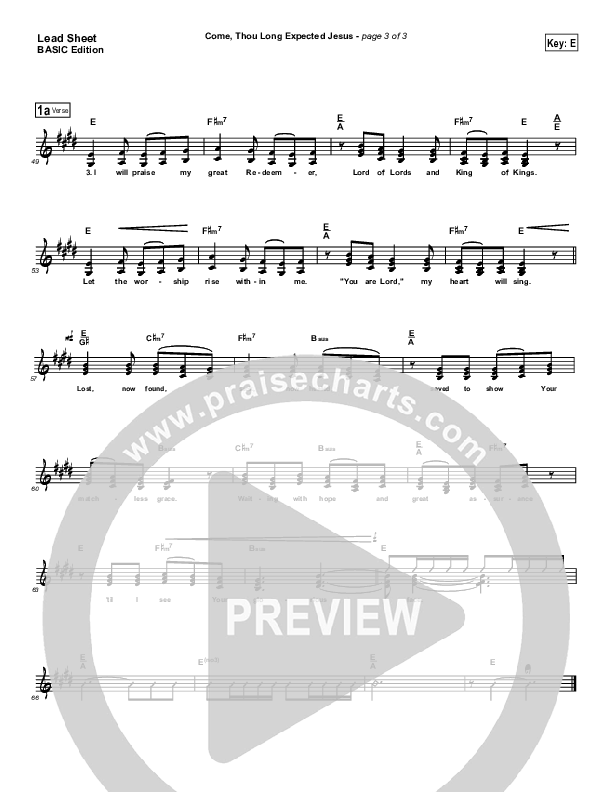 Come Thou Long Expected Jesus Lead Sheet (Dennis Jernigan)