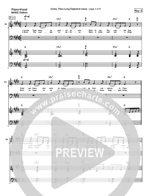 Come Thou Long Expected Jesus Piano/Vocal & Lead (Dennis Jernigan)