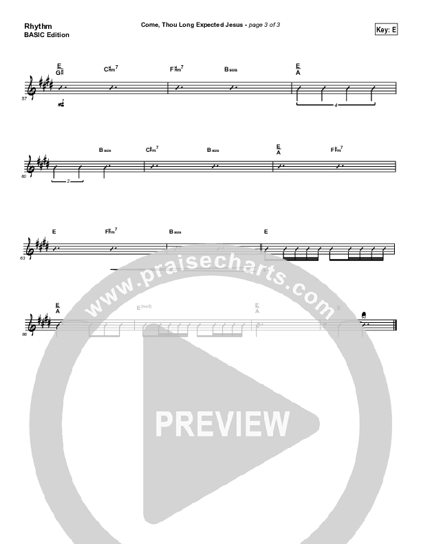 Come Thou Long Expected Jesus Rhythm Chart (Dennis Jernigan)