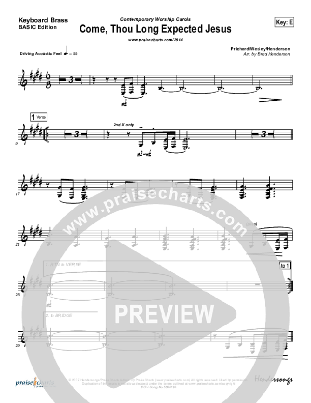 Come Thou Long Expected Jesus Synth Brass (Dennis Jernigan)