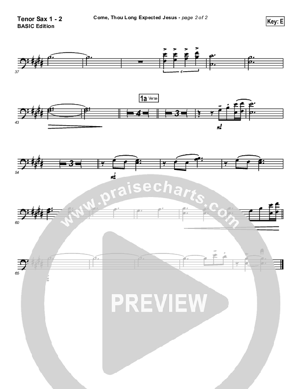 Come Thou Long Expected Jesus Tenor Sax 1/2 (Dennis Jernigan)