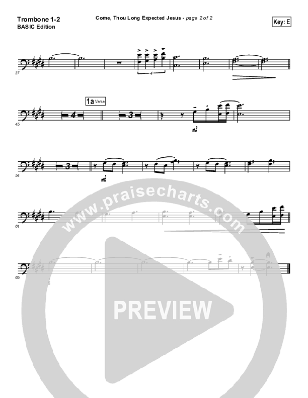 Come Thou Long Expected Jesus Trombone 1/2 (Dennis Jernigan)