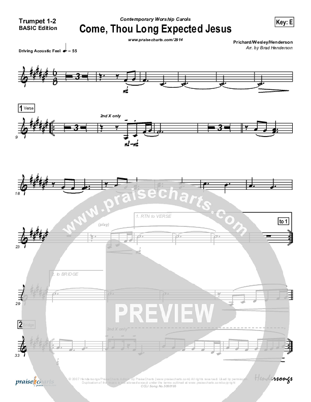 Come Thou Long Expected Jesus Trumpet 1,2 (Dennis Jernigan)