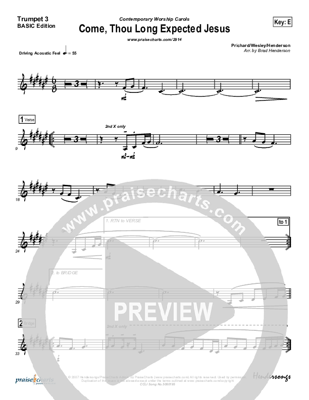 Come Thou Long Expected Jesus Trumpet 3 (Dennis Jernigan)