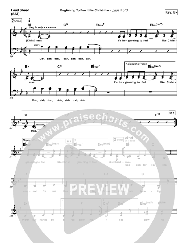 Beginning to Feel like Christmas Lead Sheet (SAT) (Jon and Valerie Guerra)