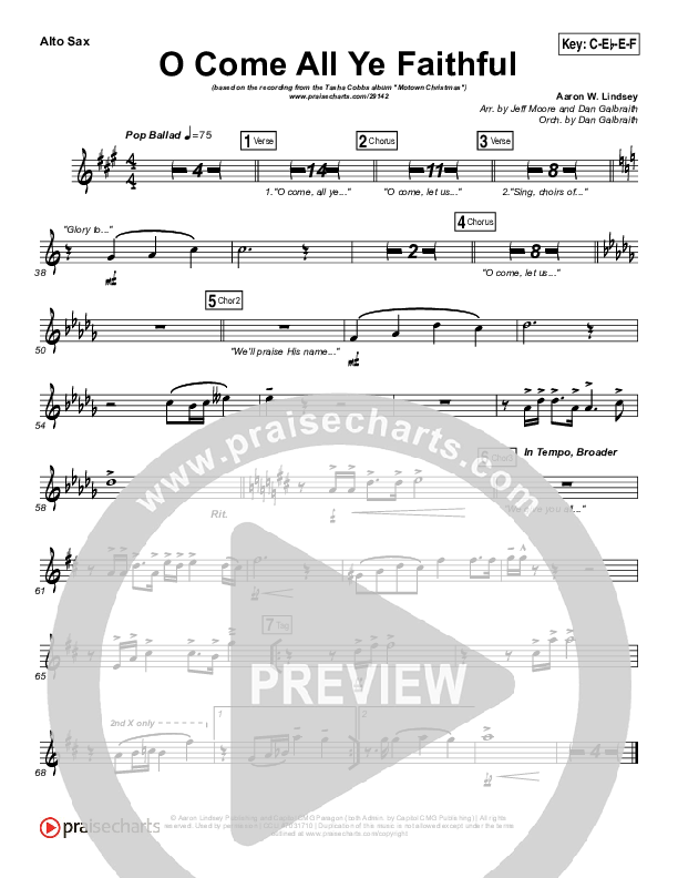 O Come All Ye Faithful Alto Sax (Tasha Cobbs Leonard)