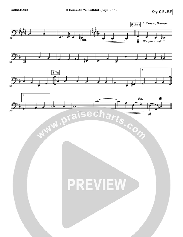 O Come All Ye Faithful Cello/Bass (Tasha Cobbs Leonard)