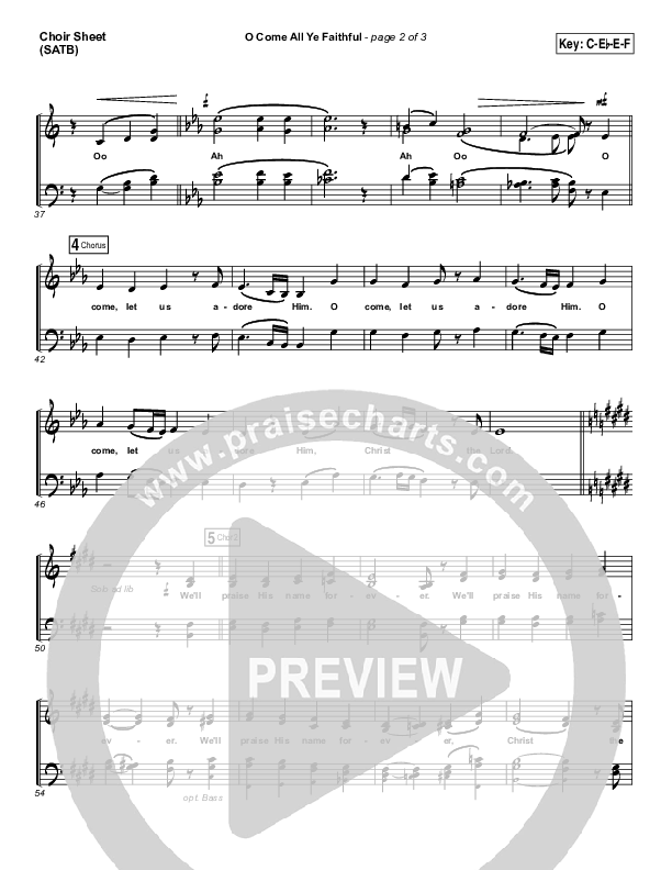 O Come All Ye Faithful Choir Sheet (SATB) (Tasha Cobbs Leonard)
