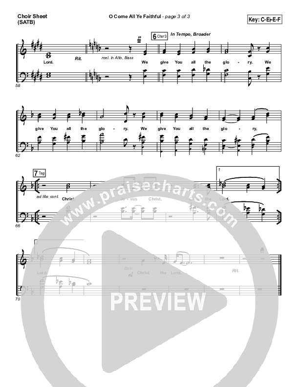 O Come All Ye Faithful Choir Sheet (SATB) (Tasha Cobbs Leonard)