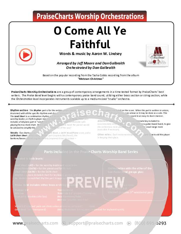 O Come All Ye Faithful Cover Sheet (Tasha Cobbs Leonard)