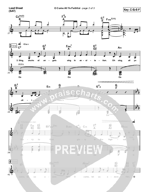 O Come All Ye Faithful Lead Sheet (SAT) (Tasha Cobbs Leonard)