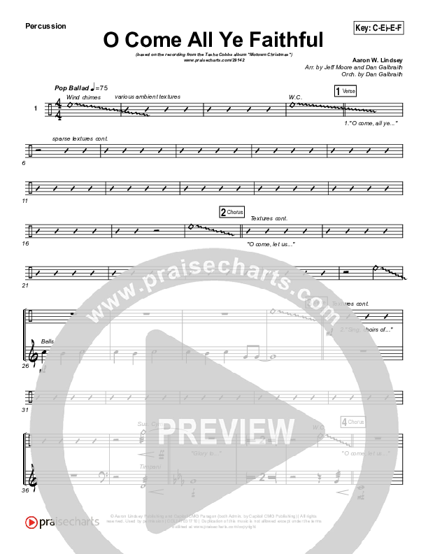 O Come All Ye Faithful Percussion (Tasha Cobbs Leonard)