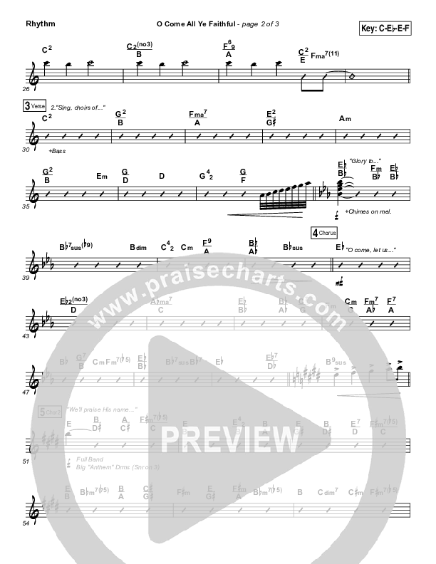 O Come All Ye Faithful Rhythm Chart (Tasha Cobbs Leonard)