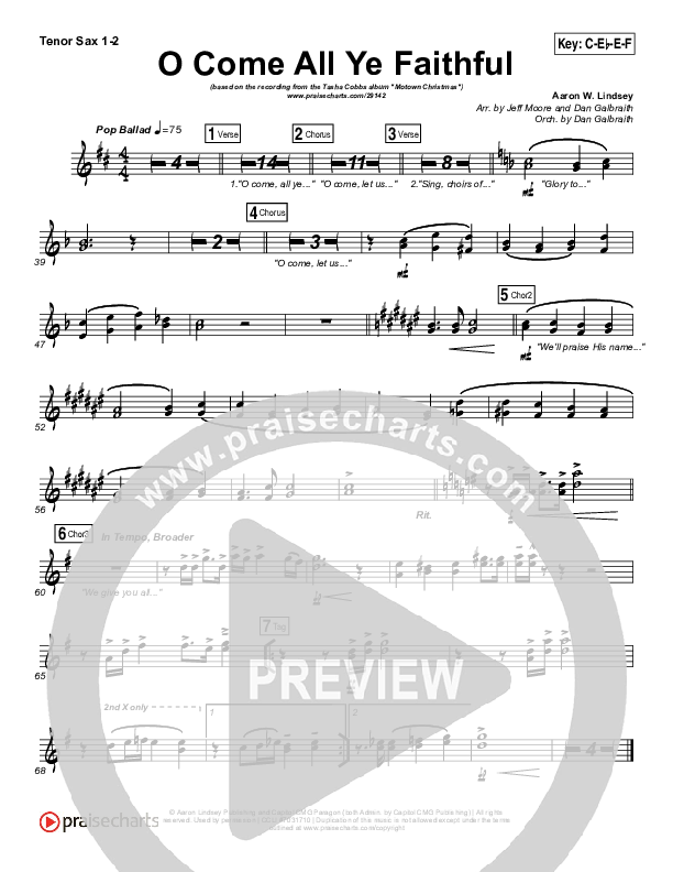 O Come All Ye Faithful Tenor Sax 1/2 (Tasha Cobbs Leonard)
