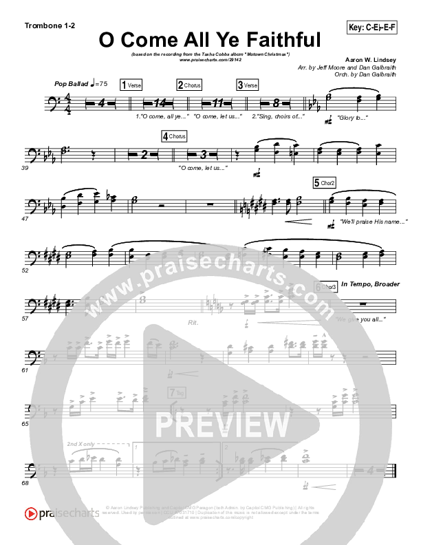 O Come All Ye Faithful Trombone 1/2 (Tasha Cobbs Leonard)