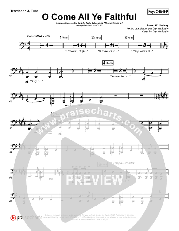 O Come All Ye Faithful Trombone 3/Tuba (Tasha Cobbs Leonard)