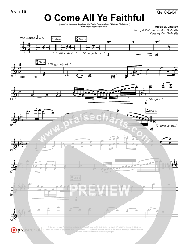 O Come All Ye Faithful Violin 1/2 (Tasha Cobbs Leonard)