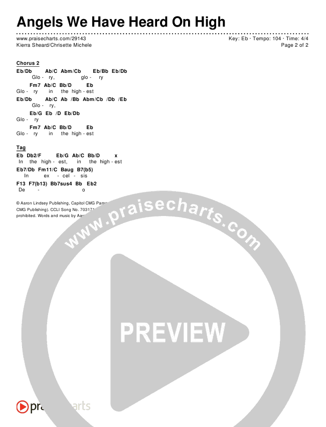 Angels We Have Heard On High Chords & Lyrics (Kierra Sheard / Chrisette Michele)