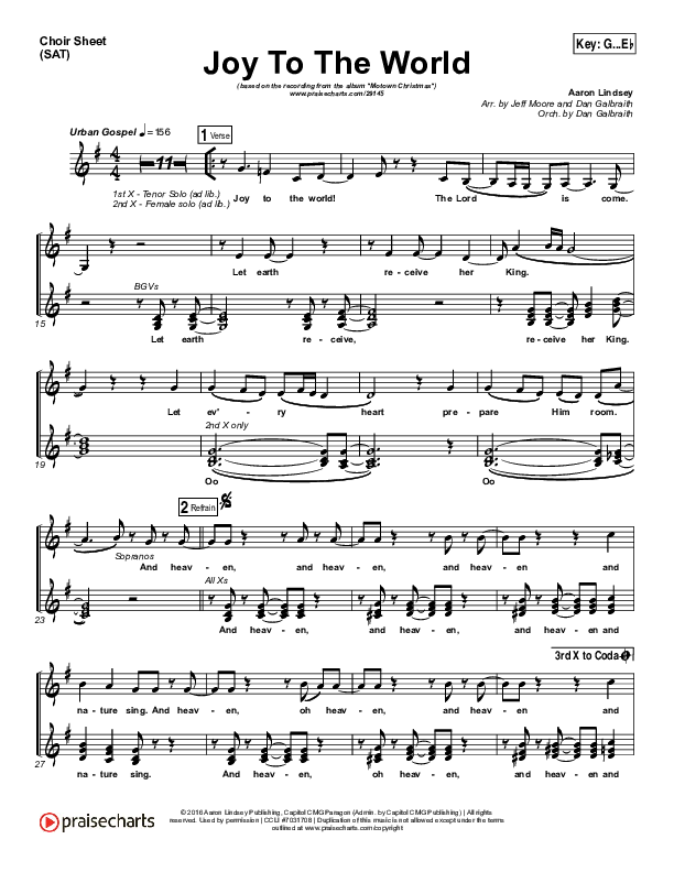 Joy To The World Choir Sheet (SATB) (Micah Stampley / Sheri Jones-Moffet)