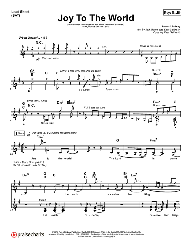 Joy To The World Lead Sheet (SAT) (Micah Stampley / Sheri Jones-Moffet)