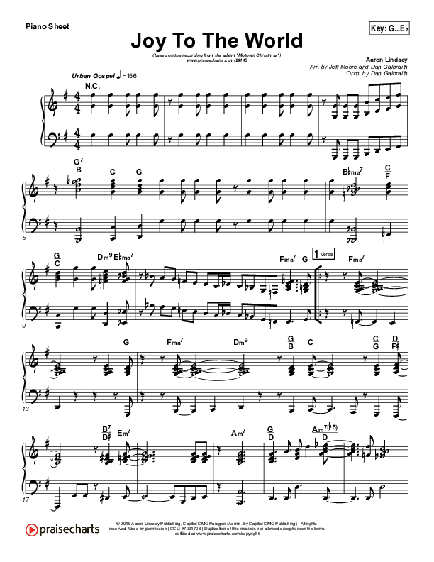 Joy To The World Piano Sheet (Micah Stampley / Sheri Jones-Moffet)