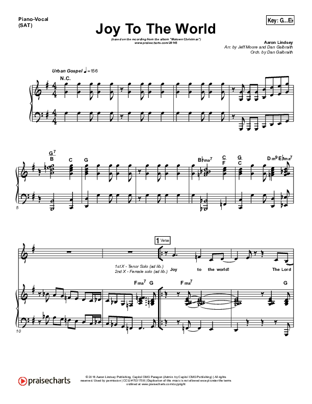 Joy To The World Piano/Vocal (SAT) (Micah Stampley / Sheri Jones-Moffet)