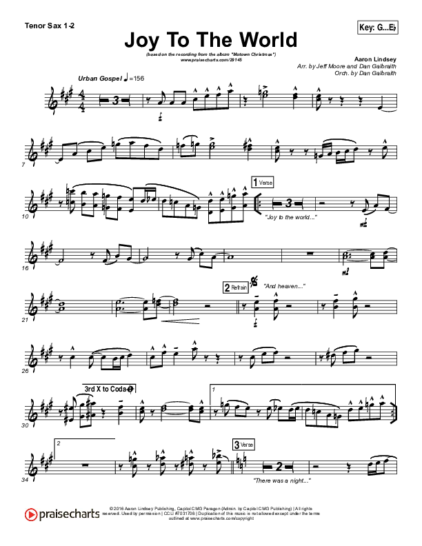 Joy To The World Tenor Sax 1/2 (Micah Stampley / Sheri Jones-Moffet)