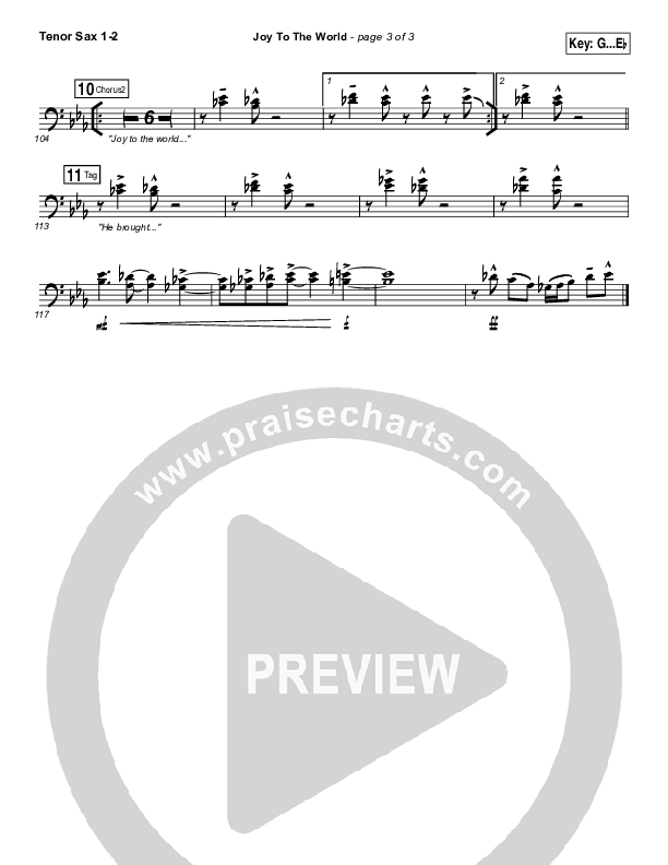 Joy To The World Tenor Sax 1/2 (Micah Stampley / Sheri Jones-Moffet)