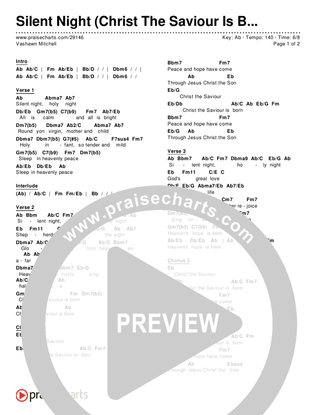 Silent Night (Christ The Saviour Is Born) Chords & Lyrics (VaShawn Mitchell)