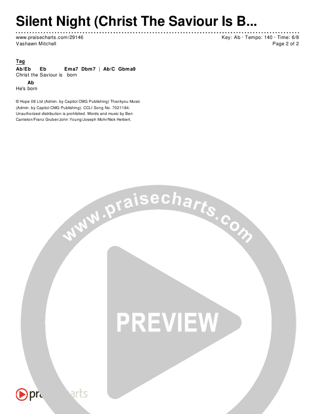 Silent Night (Christ The Saviour Is Born) Chords & Lyrics (VaShawn Mitchell)