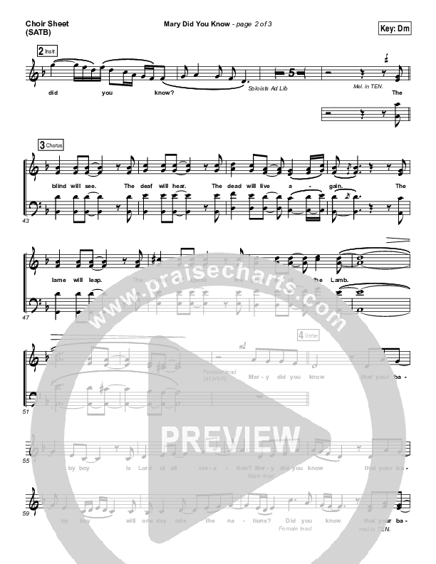 Mary Did You Know Choir Sheet (SATB) (India Arie / Gene Moore Jr.)