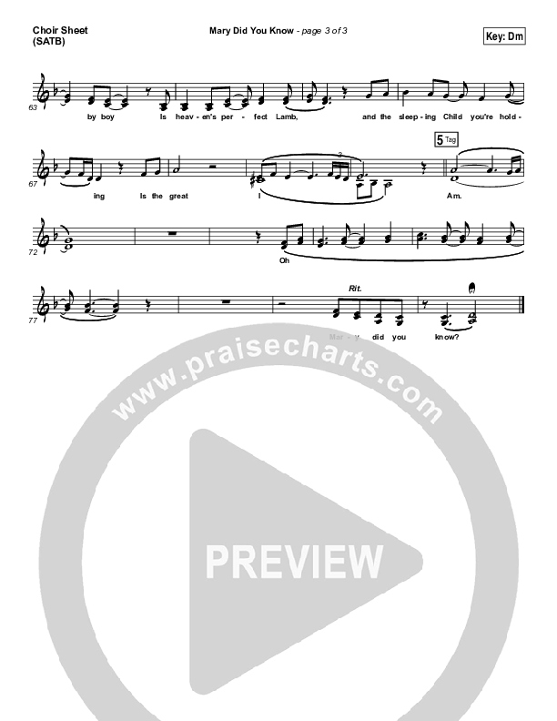 Mary Did You Know Choir Sheet (SATB) (India Arie / Gene Moore Jr.)