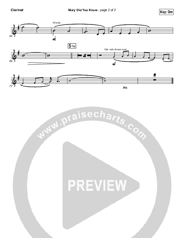 Mary Did You Know Clarinet (India Arie / Gene Moore Jr.)