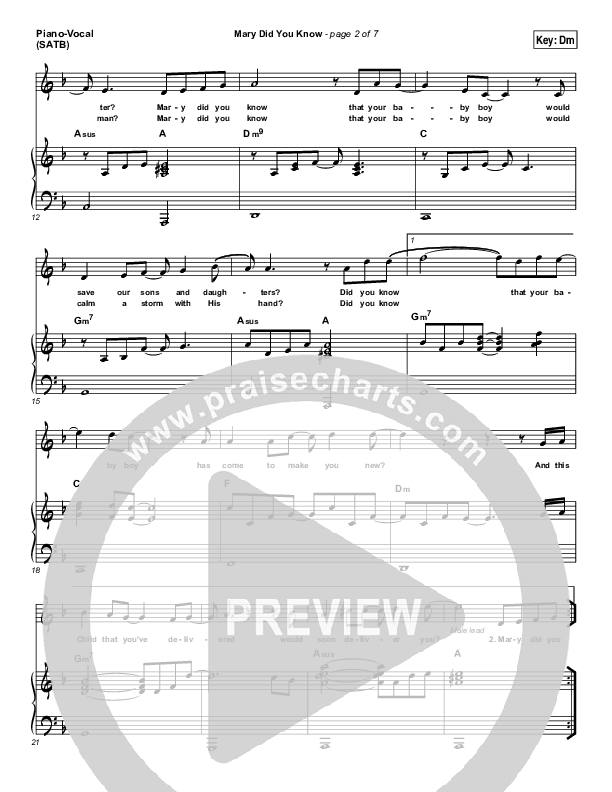 Mary Did You Know Piano/Vocal Pack (India Arie / Gene Moore Jr.)