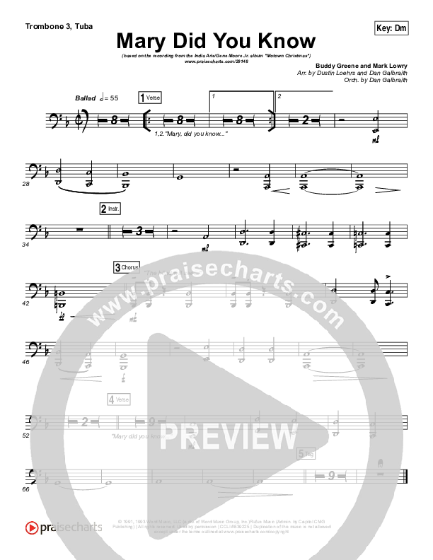 Mary Did You Know Trombone 3/Tuba (India Arie / Gene Moore Jr.)