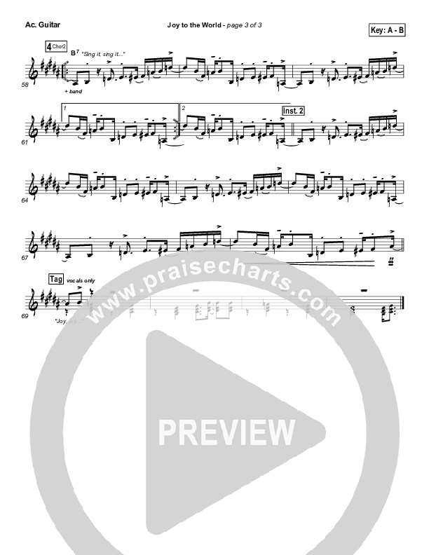 Joy To The World Acoustic Guitar (Hillsong Worship)