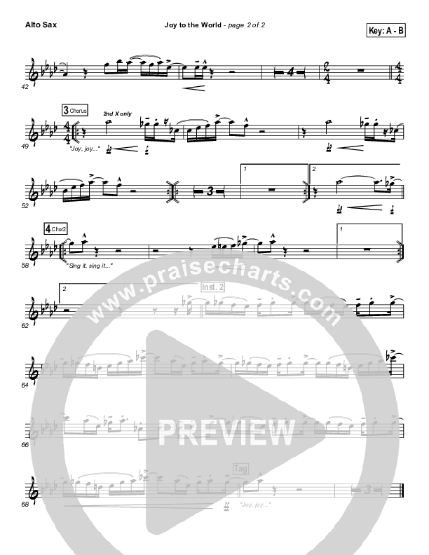 Joy To The World Alto Sax (Hillsong Worship)